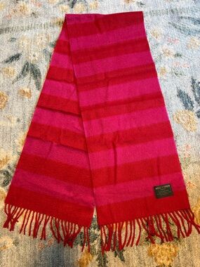 Meg Cohen Striped Cashmere Pink Scarf